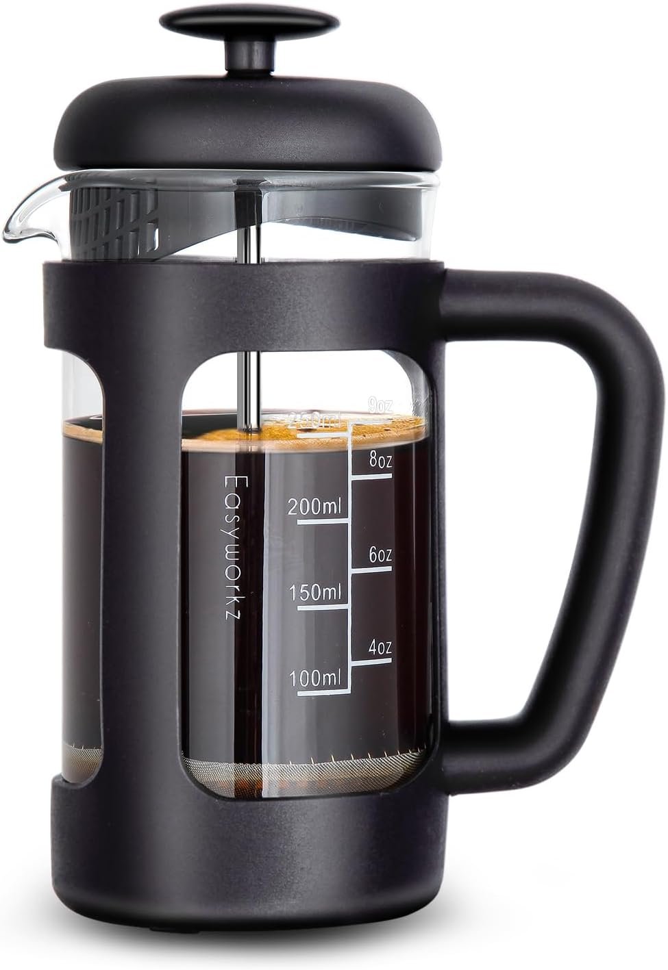 Easyworkz Cafetera de prensa francesa con vidrio de borosilicato resistente al calor, 350 ml