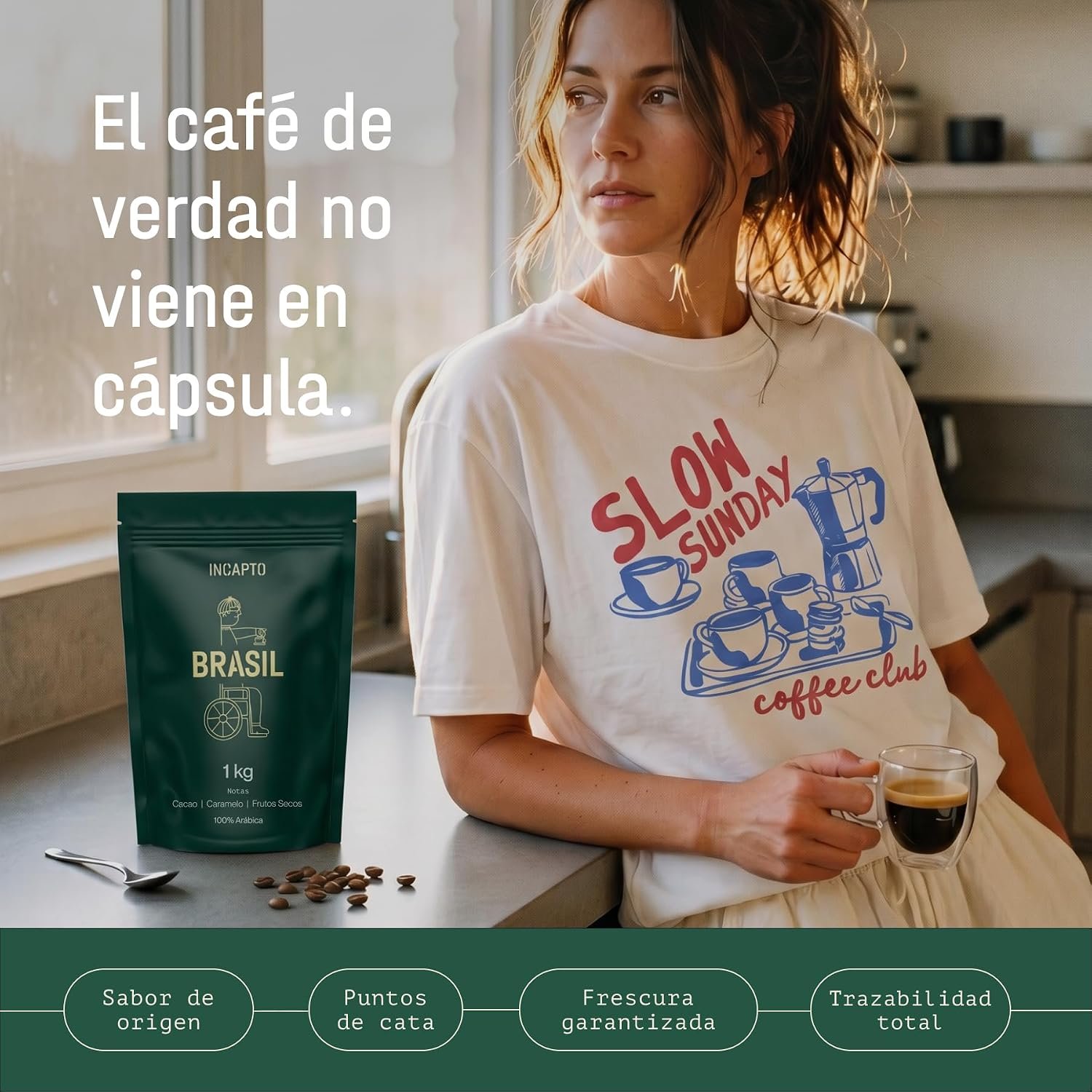 Incapto Café en Grano de Especialidad 1kg | Origen Brasil | 100% Arábica | Specialty Coffee 84 puntos SCA | Tueste Natural y Artesanal | Finca Minas Gerais, Fazendas