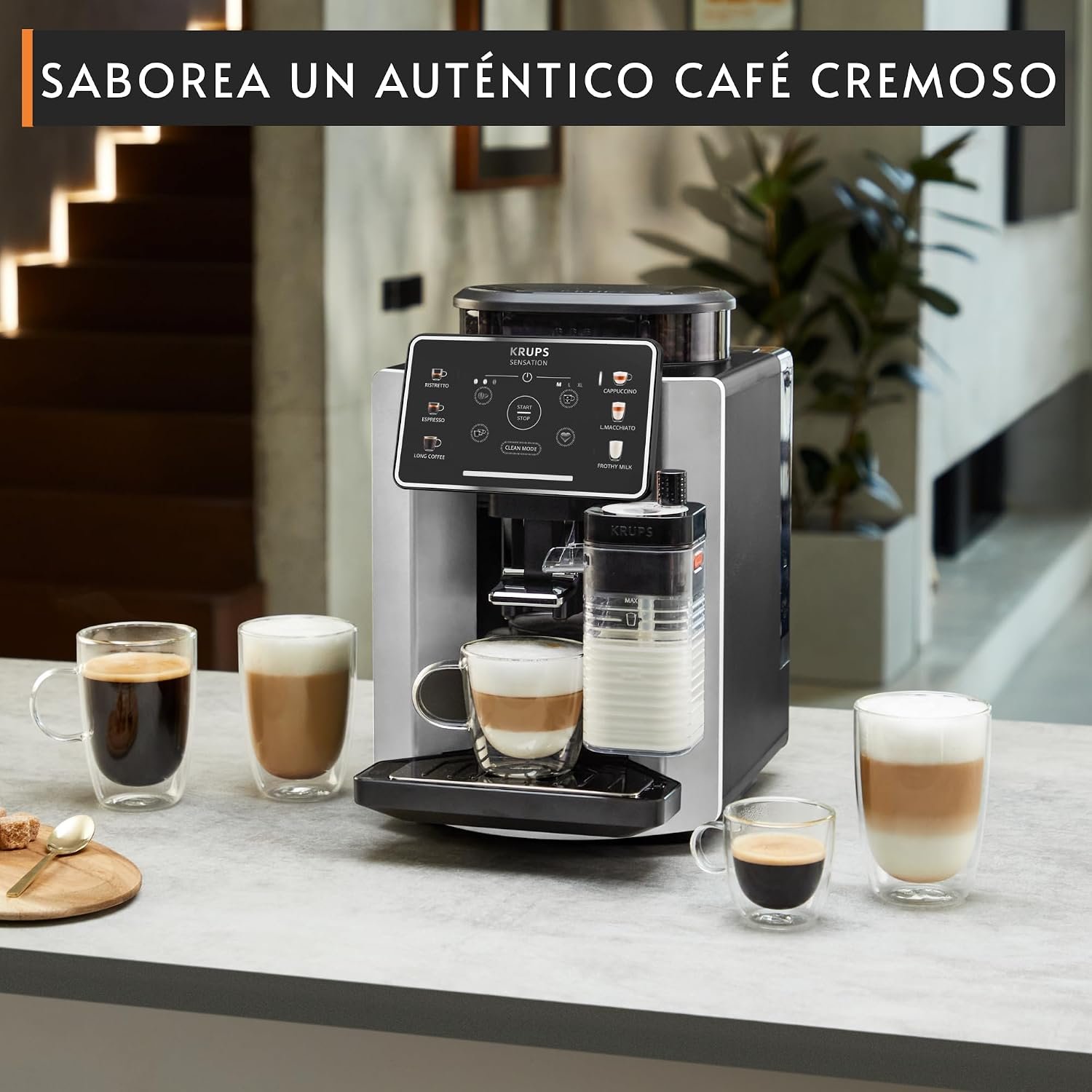 KRUPS Sensation Milk, Cafetera Superautomática, 6 Bebidas, Jarra Leche